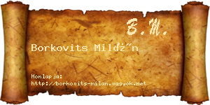 Borkovits Milán névjegykártya
